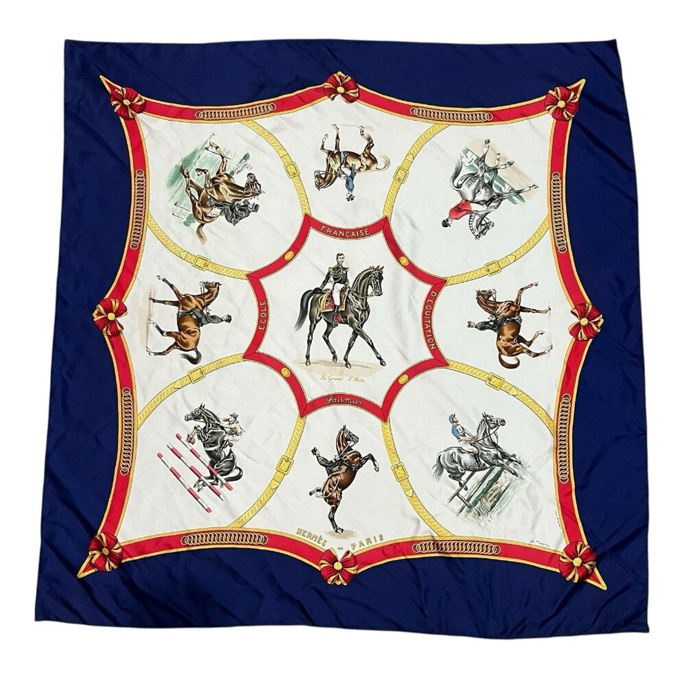 Hermes Carre 90 Silk Scarf Ecole Francaise D'Equitation Equestrian